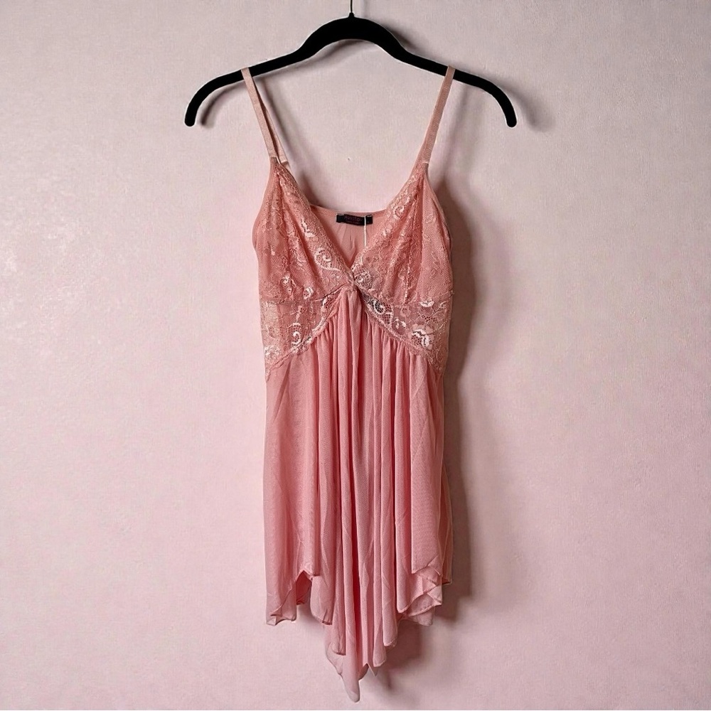 NWT Avidlove Pink Lace Babydoll Chemise Lingerie Slip Dress | Size Small